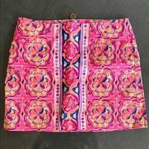 Lilly Pulitzer Pink Orange Embellished Mini Pencil Skort
